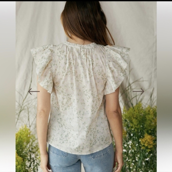 Christy Dawn Rosalee ditsy floral flutter short sleeve blouse cottagecore - Picture 5 of 14